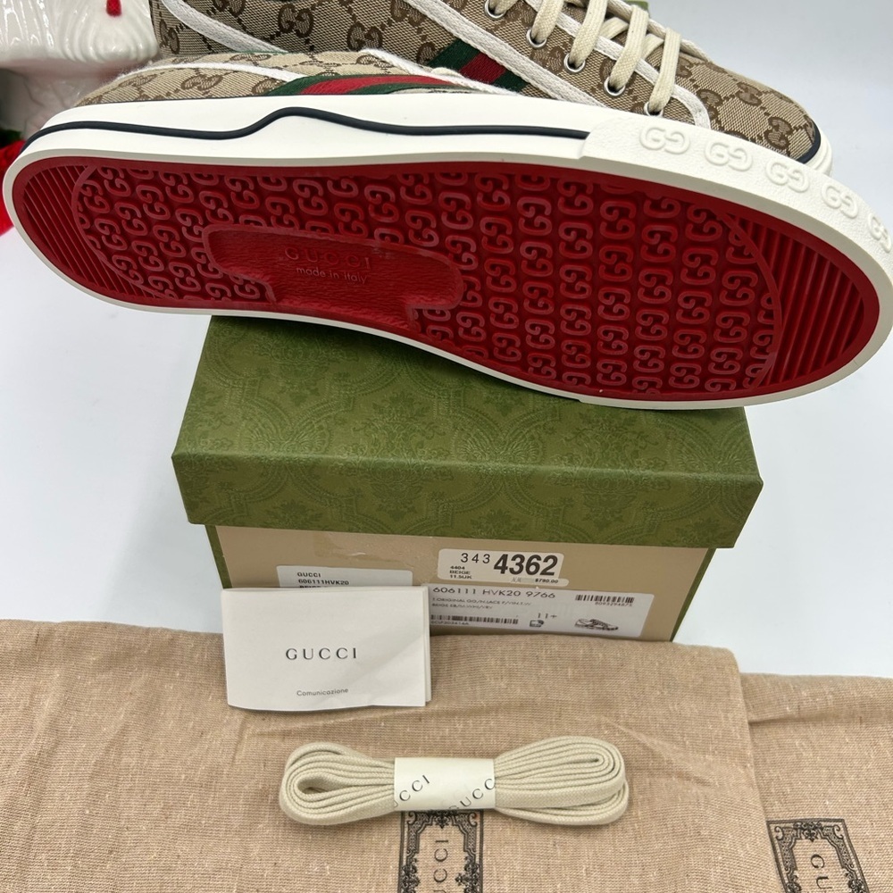 Gucci tennis 1977 low top GG canvas sneaker sized 11.5 fits 12 US made in Italy - Picture 11 of 12